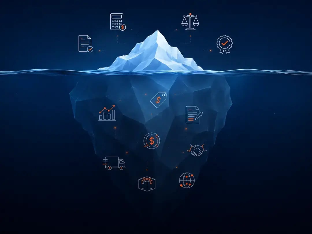 Iceberg representando os impactos visíveis e ocultos da Reforma Tributária